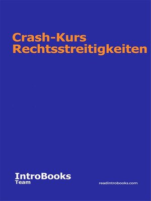 cover image of Crash-Kurs Rechtsstreitigkeiten